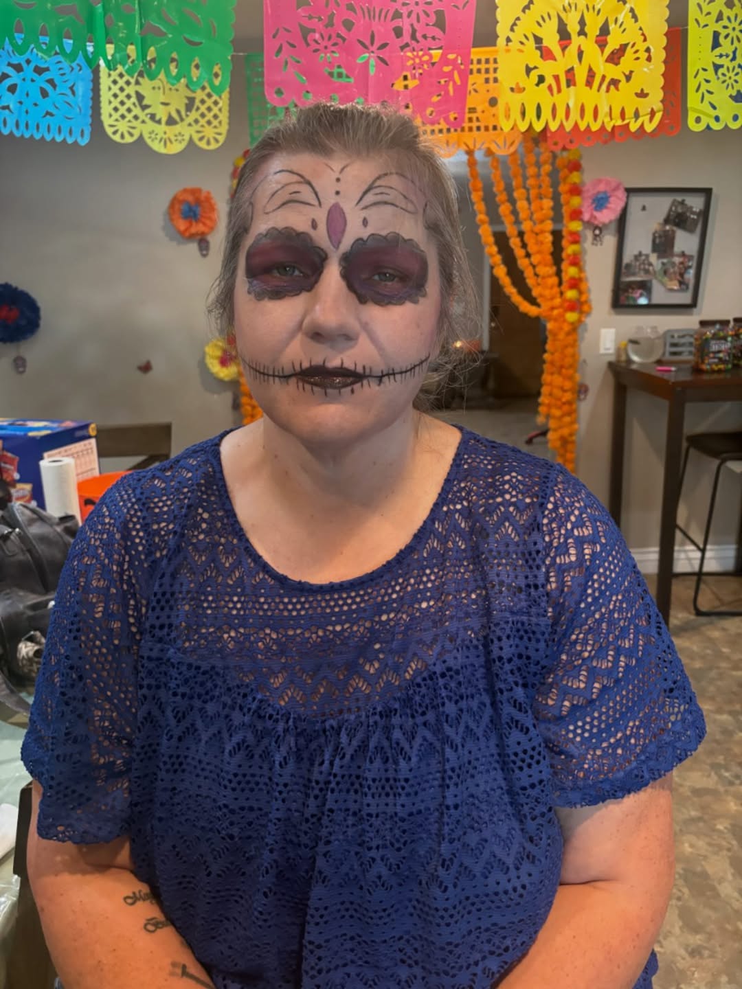 Día de los Muertos sugar skull face paint by MakeupByGen for a Utah celebration