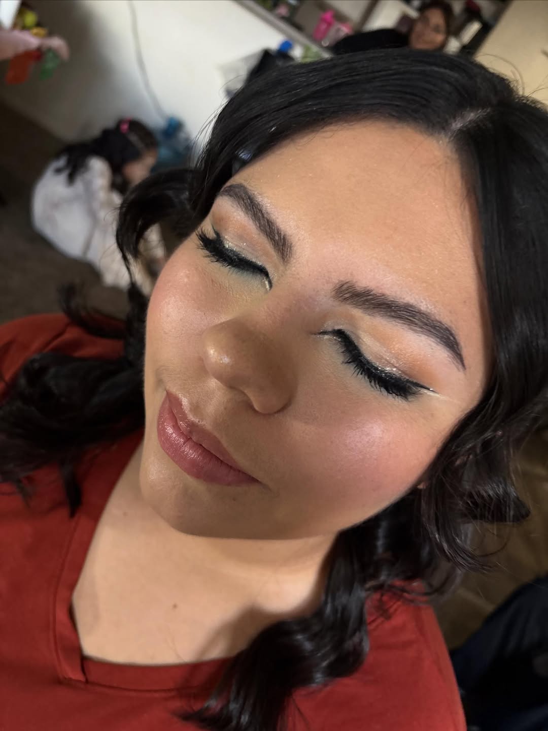 Glittery cut-crease eye makeup with winged liner by MakeupByGen